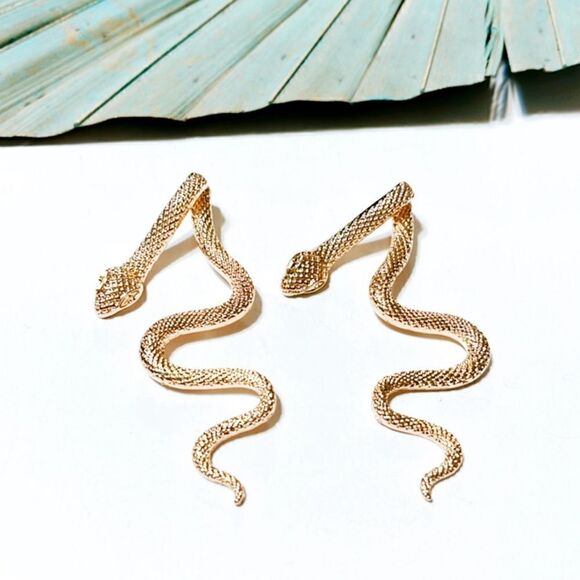 Gold snake earrings #215 - Picture 1 of 4